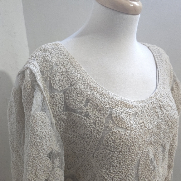 Ultra pink | Cream Textured layered cottagecore Sweater - Picture 2 of 10
